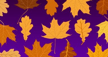 Dans Eden Sonbahar Yaprakları mor arkaplanda.