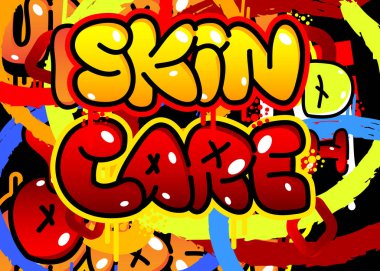 Cilt bakımı. Graffiti etiketi. Soyut modern sokak sanatı dekorasyonu kentsel resim tarzında gerçekleştirildi.