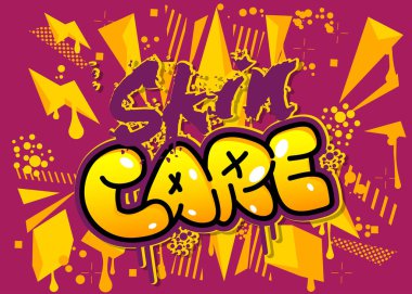 Cilt bakımı. Graffiti etiketi. Soyut modern sokak sanatı dekorasyonu kentsel resim tarzında gerçekleştirildi.