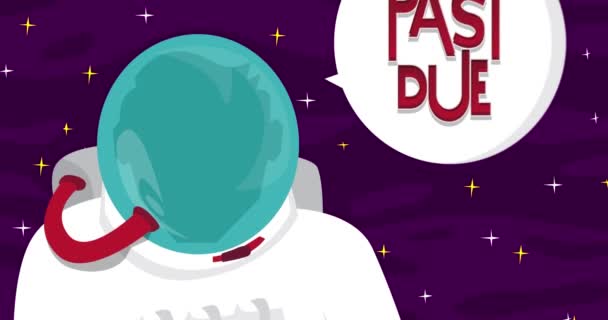 Astronaut Saying Due Space Speech Bubble Abstract Cartoon Animation Format — Stock Video