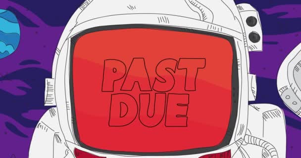 Astronaut Space Due Text His Helmet Abstract Dancing Line Cartoon — Stock Video