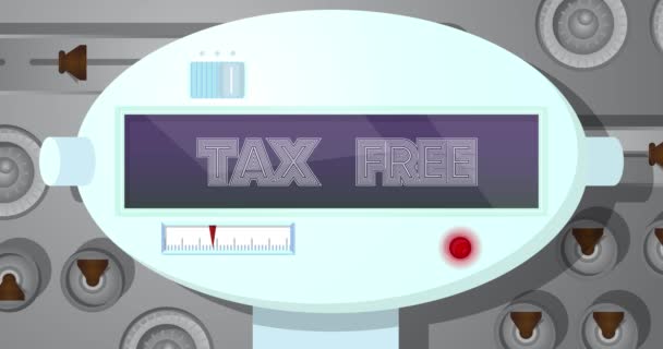 無税テキストを表示するロボットの目 アニメーションビデオ 未来ロボット漫画アニメーション — ストック動画