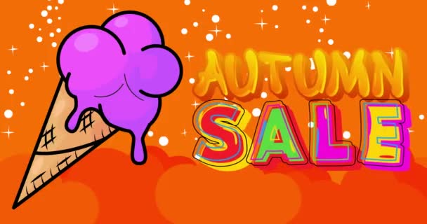 Ice Cream Autumn Sale Text Colorful Animated Dancing Summer Sweet — Stock Video