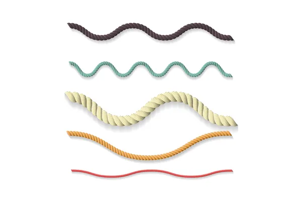 現実的なロープを設定、ベクトル イラスト — ストックベクタ