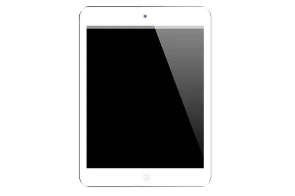 Realistische witte tablet op een witte achtergrond met een zwart scherm — Stockvector