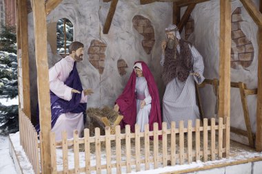İsa, Meryem ve Yusuf, yemlik. Kar sokak church yakınındaki