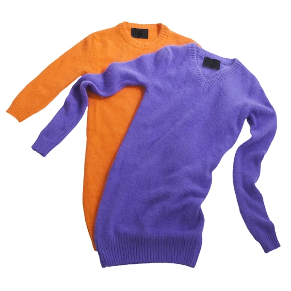 Orange and lilac mohair woolen sweater — Stock Photo, Image
