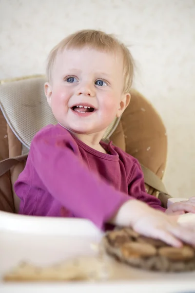 Little cute blond boy one years old — Stock Photo, Image