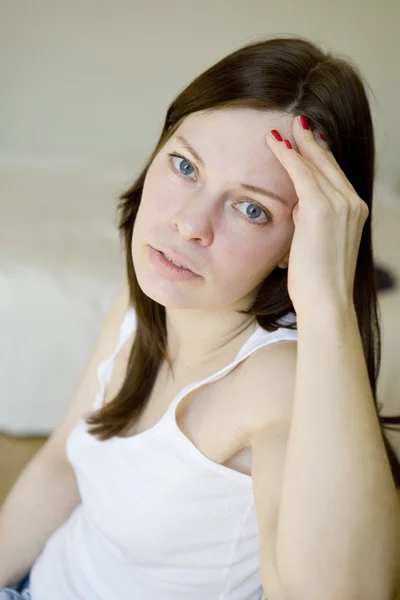 Portrait of serious lonely woman — Stock Photo, Image