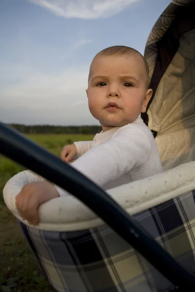 Bebé en calesa. Hora de verano. Exterior — Foto de Stock