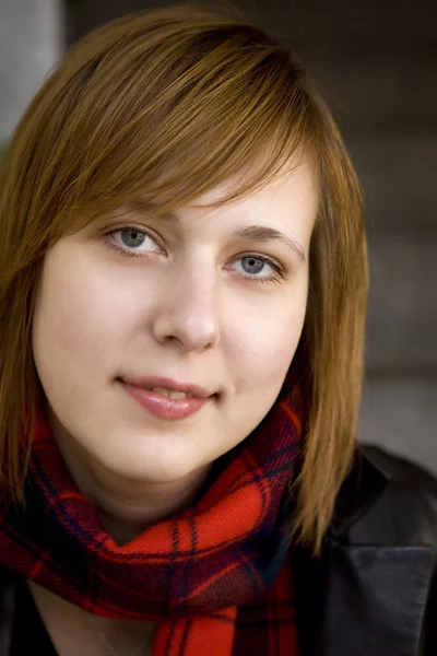 Portrait of young serious attractive red hair woman — Stock Photo, Image