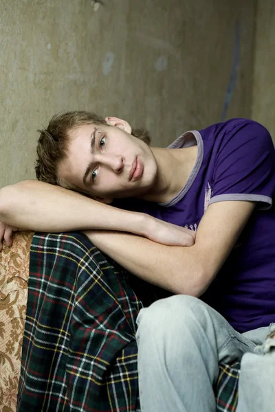 Portrait of young cute thoughtful man — Stock Photo, Image