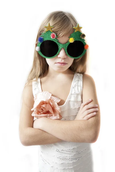 Little girl wearing big round glasses — Stock Photo, Image