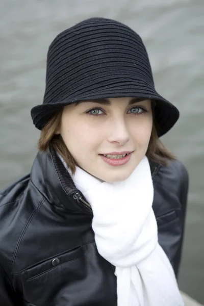 Smiling girl in hat — Stock Photo, Image