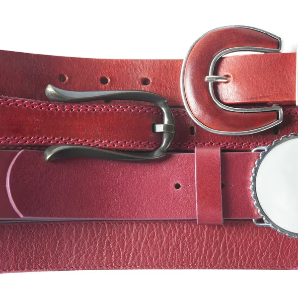 Set of red leather belts — Stock Photo, Image