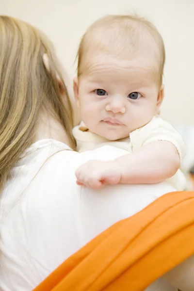 Little baby girl on the mother hands — Stock Photo, Image