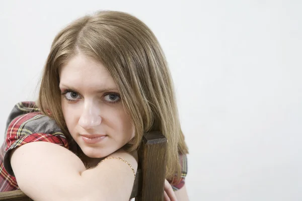 Woman on chair — Stock Photo, Image