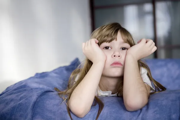 Portrait young cute pensive girl. Dreamer. — Stock Photo, Image