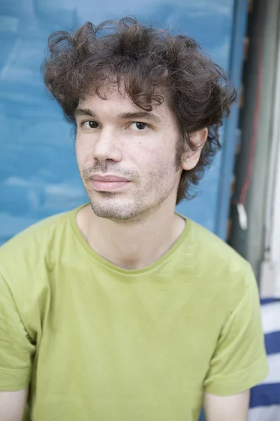 Portrait young curl attractive man — Stock Photo, Image