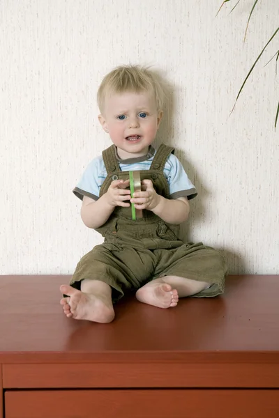 Little alarmed baby one years old — Stock Photo, Image