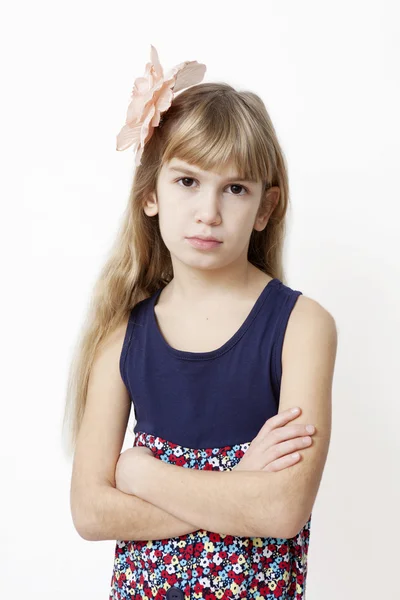 Portrait of angry little girl — Stock Photo, Image