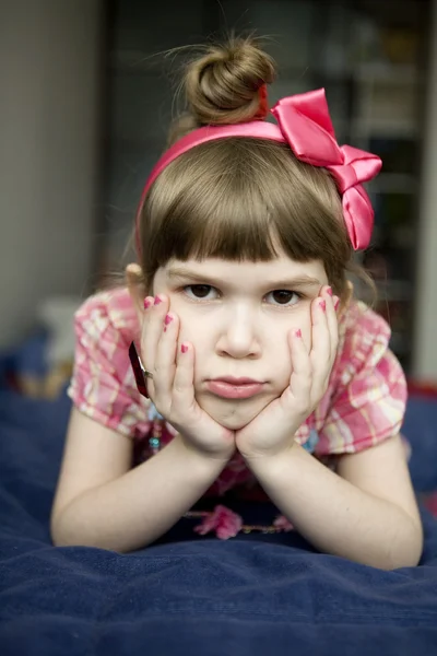 Girl lying on her belly — Stock Photo, Image