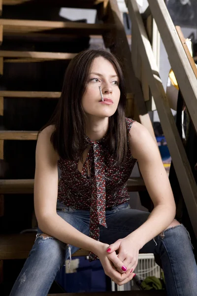 Portrait of brunet woman — Stock Photo, Image