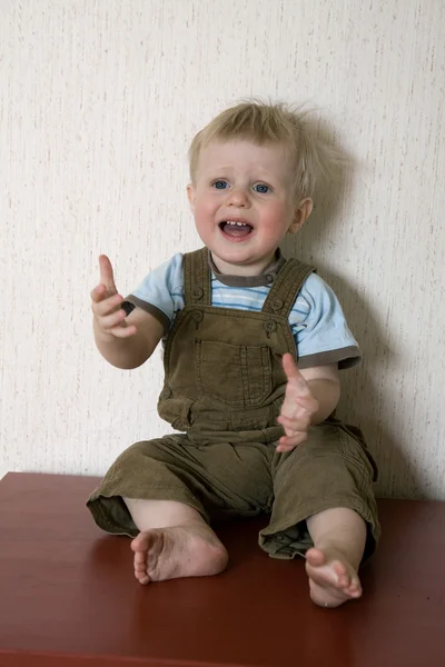 Little alarmed baby one years old — Stock Photo, Image