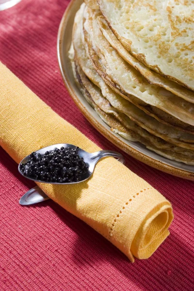 Pancakes and caviar — Stock Photo, Image