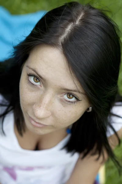 Portrait of pensive young woman — Stock Photo, Image