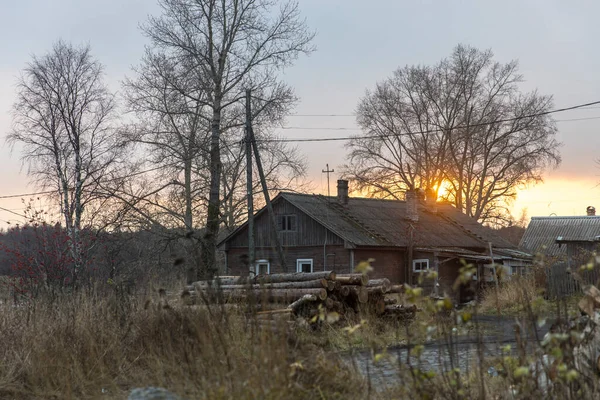 Kem Karelia Russia November 2021 Old Wooden House Five Walls — Stock Photo, Image