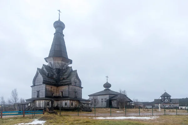 Regio Moermansk Rusland November 2021 Orthodoxe Houtchirch Varzuga Rusland Oblast — Stockfoto
