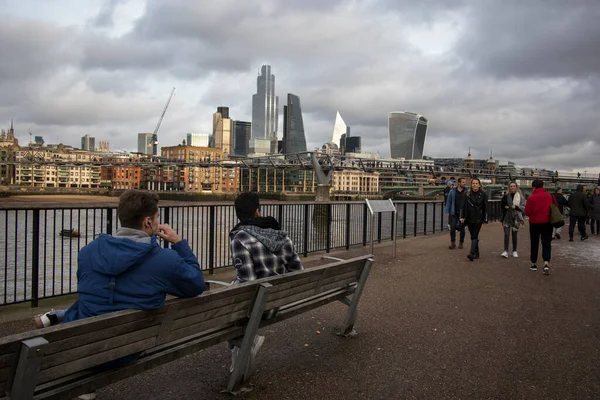 London November 2021 South Bank Waterfront View Thames High Rise — Stock Photo, Image