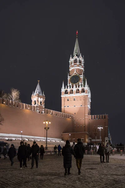 Москва Россия Декабря 2021 Года Часы Спасской Башне Красной Площади — стоковое фото
