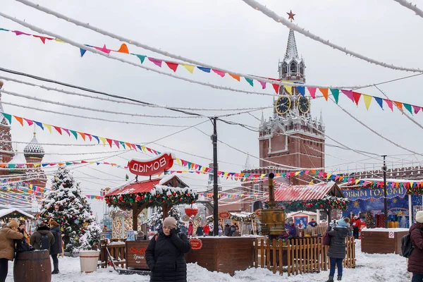 Moscow Russia December 2021 Gum Fair Red Square Christmas Market — стоковое фото