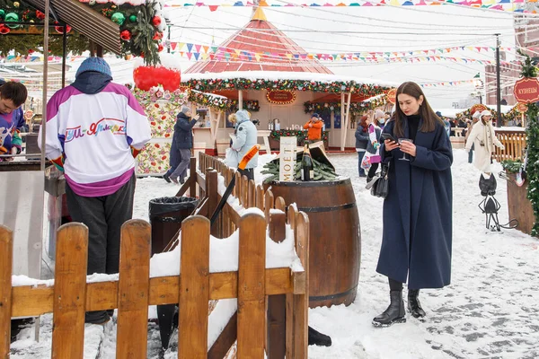 Moscow Russia December 2021 Gum Fair Red Square Christmas Market — Foto de Stock