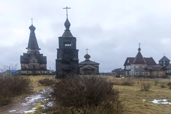 Murmansk Região Rússia Novembro 2021 Chirch Madeira Ortodoxa Varzuga Rússia — Fotografia de Stock