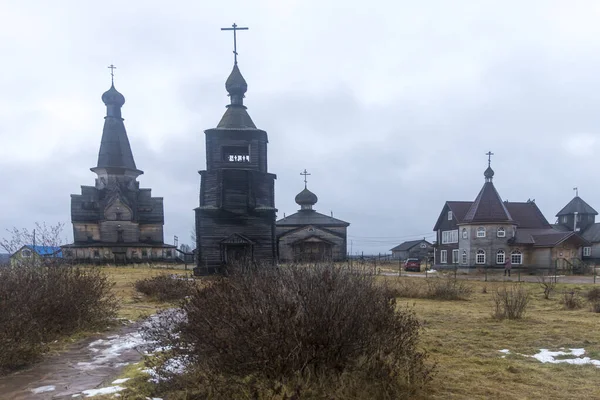 Murmansk Region Rusko Listopad 2021 Ortodoxní Dřevěný Chirch Varšavě Rusko — Stock fotografie