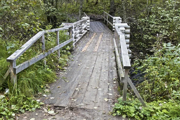 Wooden Bridge Kulismayoki River White Bridges Waterfall Pitkaranta District — Stock Photo, Image