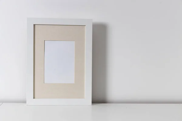 Mockup Quadro Lona Branco Obra Arte Design Interiores Vista Interior — Fotografia de Stock