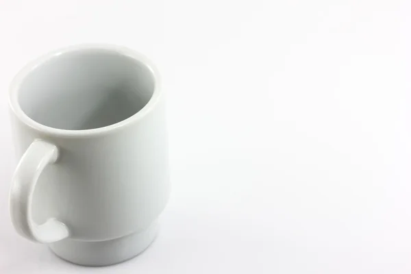 有柄的白咖啡杯子隔离 — 图库照片