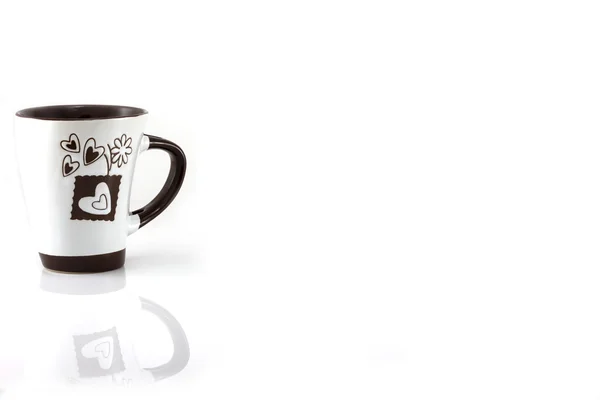 Cangkir kopi putih dengan pegangan yang terisolasi — Stok Foto