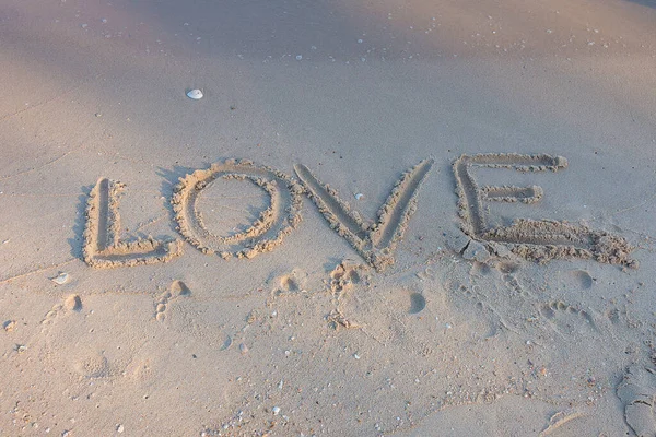 Messaggio Amore Scritto Fondo Alla Sabbia — Foto Stock