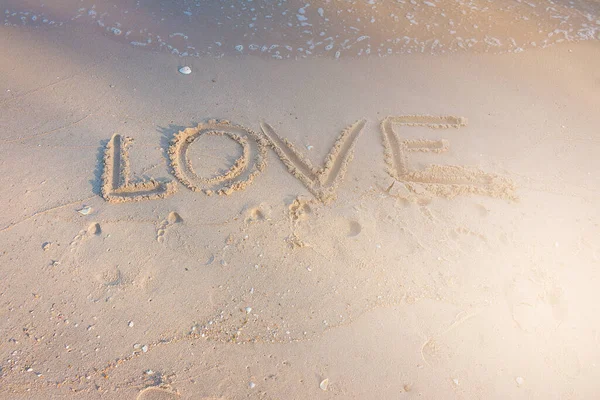 Liebesbotschaft Sand Hintergrund — Stockfoto