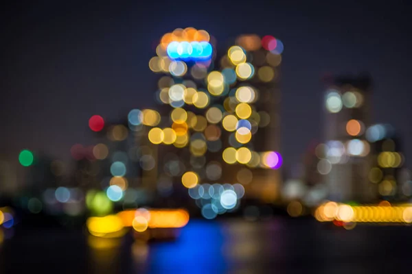 Світло Боке Міста Річці Нічному Тлі — стокове фото