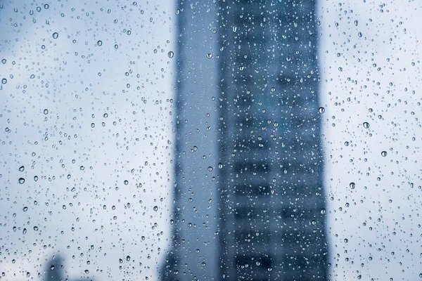 Immagine Astratta Gocce Pioggia Sulle Finestre Vetro Sporco Con Sfondo — Foto Stock
