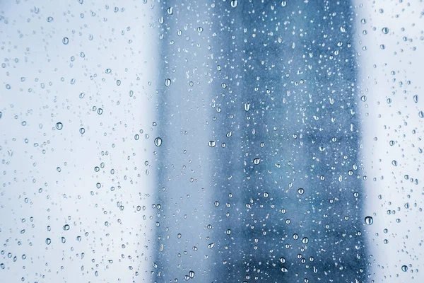 Immagine Astratta Gocce Pioggia Sulle Finestre Vetro Sporco Con Sfondo — Foto Stock