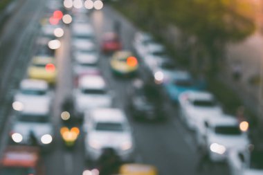 Bangkok Tayland 'da trafik sıkışıklığının soyut bulanıklığı