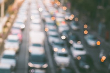 Bangkok Tayland 'da trafik sıkışıklığının soyut bulanıklığı