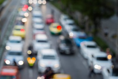 Bangkok Tayland 'da trafik sıkışıklığının soyut bulanıklığı